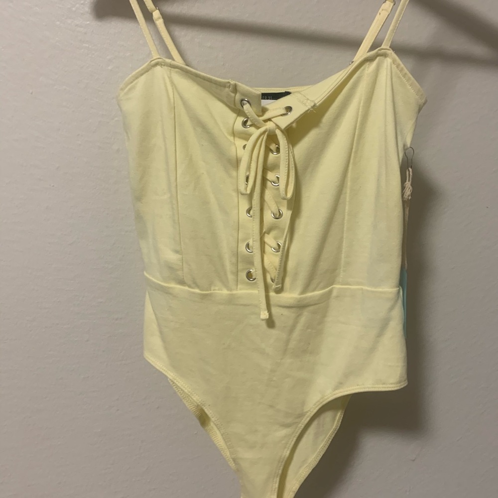 Yellow Lace up Bodysuit